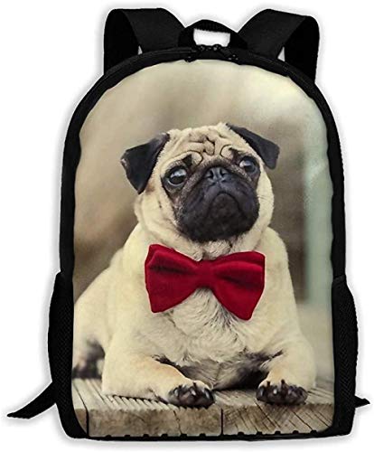 Mochila Escolar,Unisex Bolsas de Libros de Hombro Unisex Paquete Ajustable Informal Bazar Universitario Bolso para computadora portátil con Lazo Rojo Perro para niños Bolso de Viaje Oxford para adul