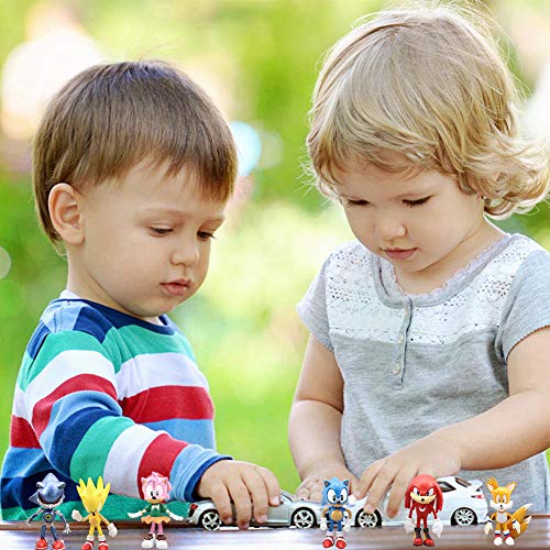 Modelo de Personaje Sónico de 6 PCS, Mini Adornos de Juguete con Figura de PVC, Decoraciones de Muñecas Hechas a Mano para Niños, Coleccionables, Decoración de Pasteles de Cumpleaños