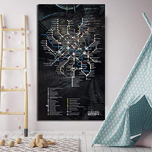 Moderno Lienzo Pintura Metro 2033 Prague Map Last Light Game Posters Obras De Arte Impresiones En La Pintura Arte De La Pared Imagen Para La Sala De Estar Decoración Del Hogar 50 * 75cm