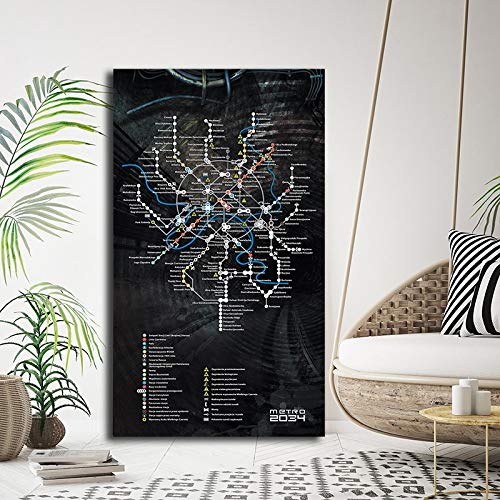 Moderno Lienzo Pintura Metro 2033 Prague Map Last Light Game Posters Obras De Arte Impresiones En Lienzo Imagen De Arte De Pared Para Sala De Estar Decoración Para El Hogar Pinturas 50 * 75cm