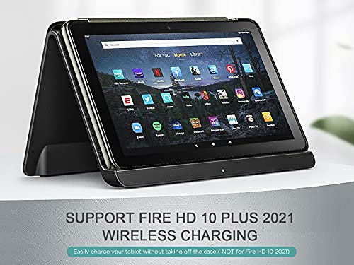 MoKo Funda Compatible con Nueva Fire HD 10 y 10 Plus Tableta (11ª Generación, Versión 2021), Inteligente Trasera Transparente Ultra Delgada Soporte Protectora Plegable Cubierta, Azul Pavo Real