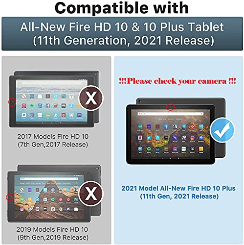 MoKo Funda Compatible con Nueva Fire HD 10 y 10 Plus Tableta (11ª Generación, Versión 2021), Inteligente Trasera Transparente Ultra Delgada Soporte Protectora Plegable Cubierta, Azul Pavo Real