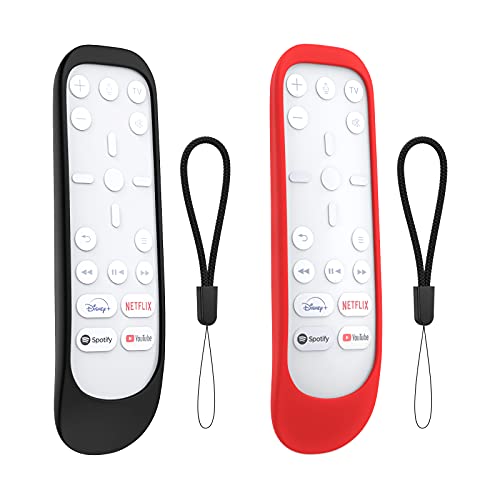 MoKo Funda Protectora Compatible con Mando a Distancia PS5, [2 PZS] Cubierta de Silicona A Prueba de Golpes para PS5 Media Remote, Playstation 5 Media Remote Cover Case con Correa, Negro & Rojo