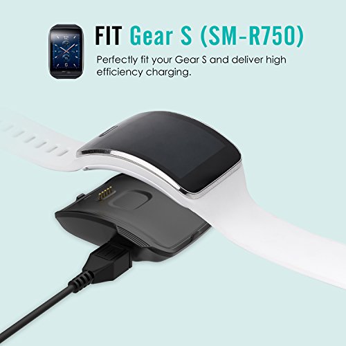 MoKo Gear S (SM-R750) Cargador - Reemplazo Charger Charging Cuna para Samsung Gear S Smart Watch SM-R750 con Micro USB Cable, Negro