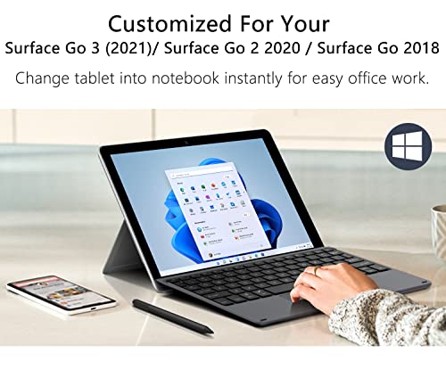 MoKo Teclado Inalámbrico Bluetooth Compatible con Surface Go 3 (2021)/ Surface Go 2 2020/ Surface Go 2018, Ultra-Slim Wireless Keyboard (QWERTY) para Surface Go 3/Surface Go 2/Surface Go - Negro