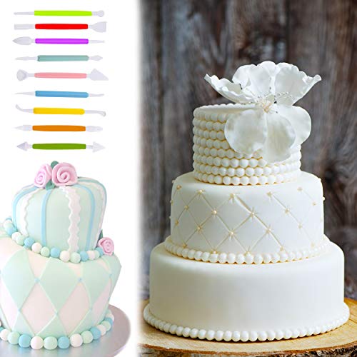 Molde de fondant de pastel Textura Textura Mat Rejilla Transparente Fondant Flor de Encaje Crea Hermosos Pasteles con Sentido Artístico(17 Piezas)