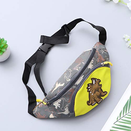 Monedero de la Moda al Aire Libre Monedero de los niños Bolso de la Cintura del Bolso del Pecho del Bolso de Crossbody Portable Paquete de la Cintura del Dinosaurio para los niños (Amarillo)