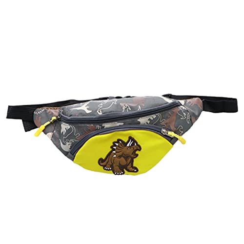 Monedero de la Moda al Aire Libre Monedero de los niños Bolso de la Cintura del Bolso del Pecho del Bolso de Crossbody Portable Paquete de la Cintura del Dinosaurio para los niños (Amarillo)