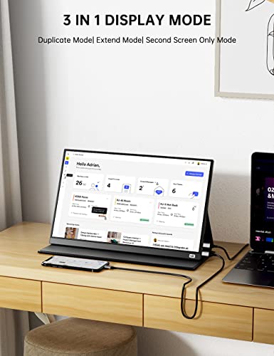 Monitor Portáti 15,6 Pulgadas 4K UHD 3840 x 2160 Pantalla Portátil Gaming IPS 100% sRGB, Mini-hdim, USB C, Altavoces Integrados para teléfonos PC portátil Xbox Switch PS3 PS4 con Funda Protectora