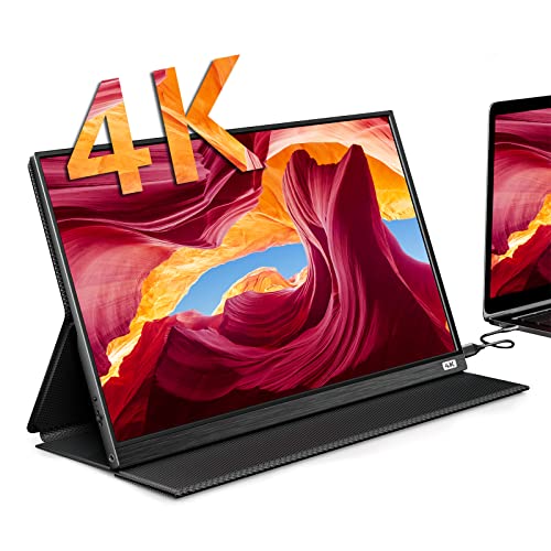 Monitor Portáti 15,6 Pulgadas 4K UHD 3840 x 2160 Pantalla Portátil Gaming IPS 100% sRGB, Mini-hdim, USB C, Altavoces Integrados para teléfonos PC portátil Xbox Switch PS3 PS4 con Funda Protectora