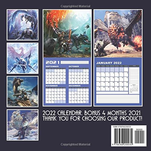Monster Hunter World Calendar 2022: Video Games January 2022 - December 2022 OFFICIAL Squared Monthly Calendar, 12 Months | BONUS Last 4 Months 2021