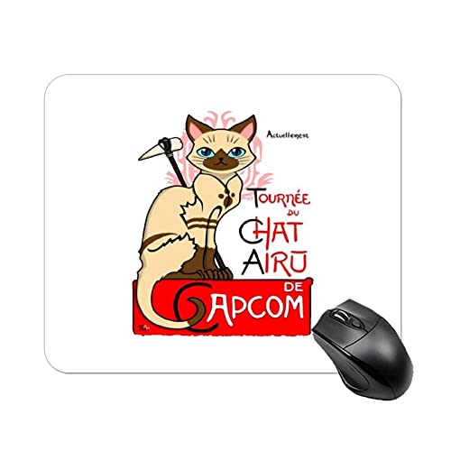 Monster Hunter World Le Chat Noir Alfombrilla de mesa antideslizante de alta velocidad para juegos, Alfombrilla de ratón cuadrada con base de goma para oficina, Alfombrilla de escritorio pequeña perso