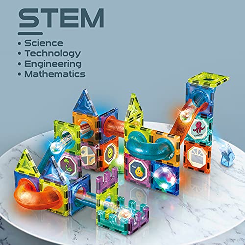 Morkka Bloques de construcción magnéticos, Juguetes para niños de 75 PCS, Juego de Bloques de construcción de Juguetes educativos 3D, Regalo de construcción de Pistas para niños y niñas de 3+(75PCS)
