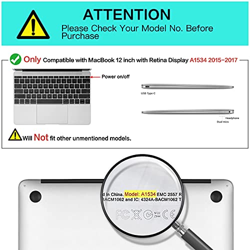 MOSISO Funda Dura Compatible con MacBook 12 Pulgadas Retina A1534 (Versión 2017/2016 / 2015), Ultra Delgado Carcasa Rígida Protector de Plástico Cubierta,Claro/Cristal