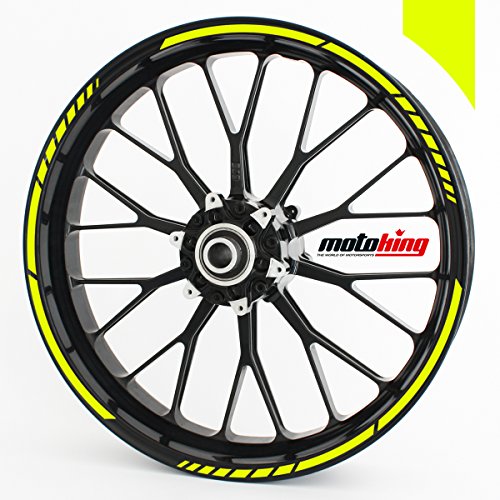 Motoking Adhesivos para Borde de llanta Amarillo neón - Juego Completo de 15" a 19" / Color Opcionales