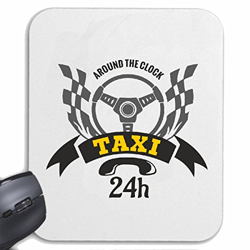Mousepad alfombrilla de ratón CAMPEONATO DE TAXI TAXI 24 HORAS DE SERVICIO DE TRANSPORTE DE PASAJEROS bus remoto para su portátil, ordenador portátil o PC de Internet (con Windows Linux, etc.) en Whi