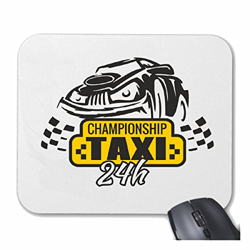 Mousepad alfombrilla de ratón CAMPEONATO DE TAXI TAXI 24 HORAS DE SERVICIO DE TRANSPORTE DE PASAJEROS bus remoto para su portátil, ordenador portátil o PC de Internet (con Windows Linux, etc.) en Whi