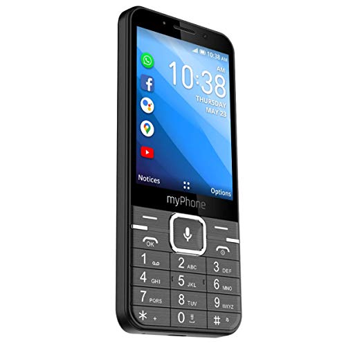 MP myPhone Up 3.2" Teléfono con Teclas Grandes, Batería de 1200 mAh, Bluetooth, Double Sim, USB-C, Cámara 2mpx, MP3, Linterna - Negro
