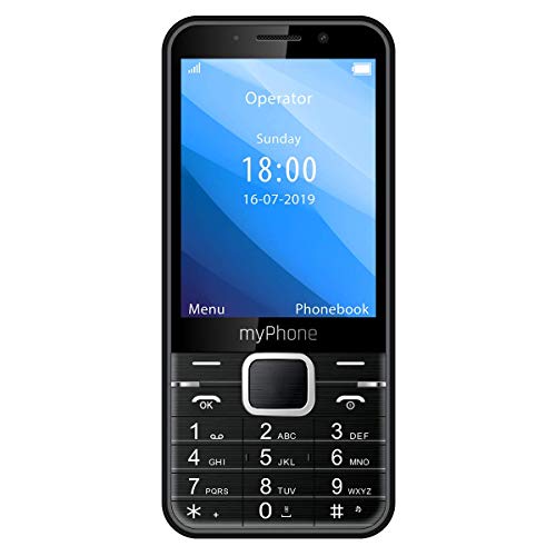 MP myPhone Up 3.2" Teléfono con Teclas Grandes, Batería de 1200 mAh, Bluetooth, Double Sim, USB-C, Cámara 2mpx, MP3, Linterna - Negro