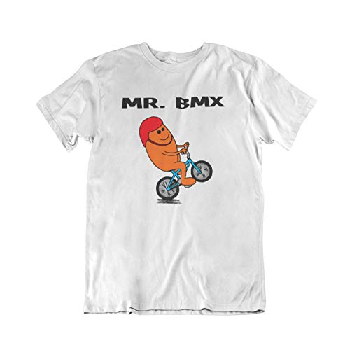 Mr BMX - Mens Biking Sport Gift Organic Cotton T-Shirt (XXX-Large, White)