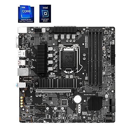 MSI B560M PRO-VDH Placa Base, Micro-ATX - Soporta Procesadores Intel Core 11a Generación, LGA 1200 - 4 x DIMMs (5066MHz/OC), 1 x PCIe 4.0 x16, 2 x M.2 Gen4/3, 2.5G LAN