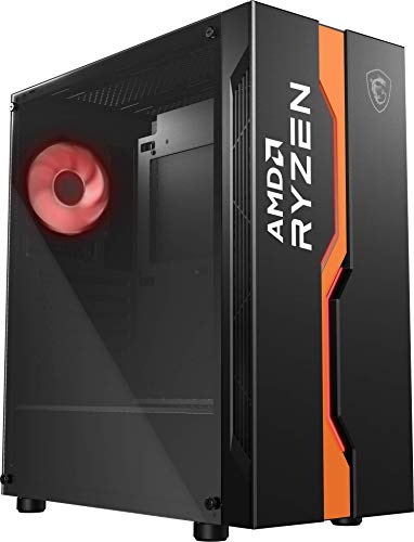 MSI MAG VAMPIRIC 011C Mid-Tower Caja de PC Gaming (Negro AMD Ryzen Edition, 1 x 120 mm RGB Ventilador Incluido, Panel Cristal Templado, ATX, mATX, Mini-ITX)