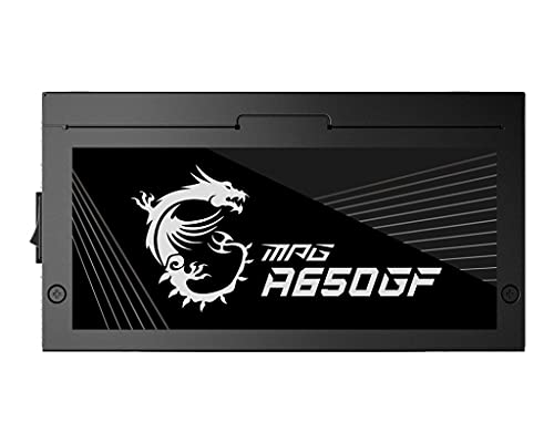 MSI MPG A650GF - Fuente de alimentación gaming (compatible con NVIDIA GeForce RTX Serie 30, Certificado 80 Plus Gold, 650 W, alimentación continua con ventilador de 140 mm FDB, ATX)