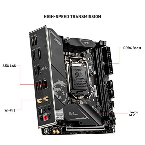 MSI MPG B460I GAMING EDGE WIFI - Placa Base PERFORMANCE (10th Gen Intel Core, LGA 1200 Socket, SLI/CF, Dual M.2 Slots, 2.5G LAN, Wi-Fi 6, DP/HDMI)