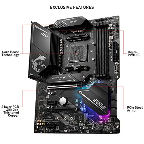 MSI MPG B550 GAMING EDGE WIFI - Placa Base Performance Gaming (AMD AM4 DDR4 M.2 USB 3.2 Gen 2 HDMI ATX), AMD Ryzen 5000 Series processors