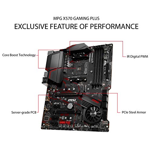MSI MPG X570 Gaming Plus - Placa Base Performance Gaming (Chipset AMD X570, DDR4, Audio Boost, Intel Lan, Socket AM4, HDMI, Soporta AMD Pocesadores) Color Negro