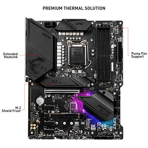 MSI MPG Z490 Gaming Plus - Placa base para juegos (ATX, 10ª generación Intel Core, LGA 1200 zócalo, DDR4, CF, doble ranura M.2, USB 3.2 Gen 2, 2.5G LAN, DP/HDMI, Mystic Light RGB)