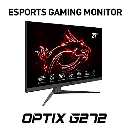 MSI Optix G272 - Monitor de 27" FullHD 144Hz (1920x1080p, ratio 16:9, Panel IPS, 1 ms respuesta, brillo 250 nits, Anti-glare) negro, compatible con consolas