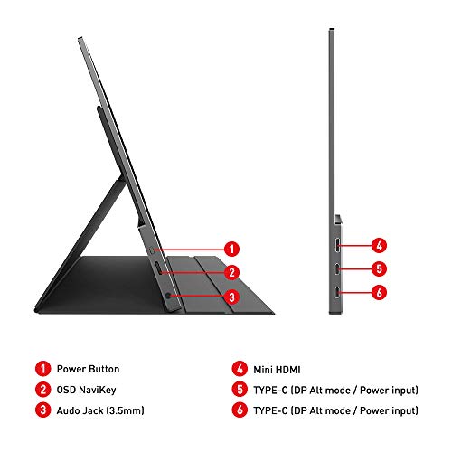 MSI Optix MAG161V-002 - Monitor IPS portátil, 40 cm (15,6 Pulgadas), 60 Hz, FHD (1920x1080), Color Negro (diseño portátil, Formato Ultrafino, Panel IPS, USB Type-C, Mini HDMI)