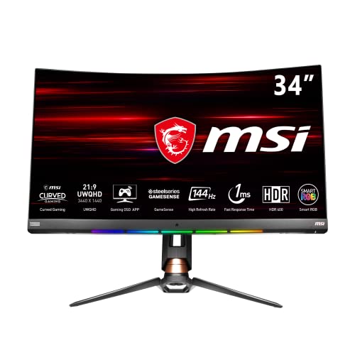 MSI S0229607 Monitor Optix Mpg341Cqr 34" 144 Hz, Uwqhd