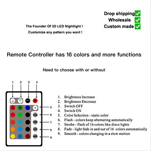 MTYQE 7 Colores Pixar Cartoon Up 3D Led Luz Nocturna Figura De Acción Táctil Ilusión Óptica Lámpara De Mesa Decoración del Hogar Control De Teléfono Inteligente