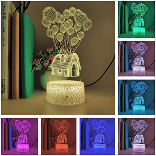 MTYQE 7 Colores Pixar Cartoon Up 3D Led Luz Nocturna Figura De Acción Táctil Ilusión Óptica Lámpara De Mesa Decoración del Hogar Control De Teléfono Inteligente
