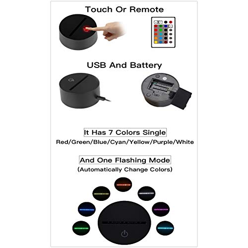 MTYQE 7 Colores Pixar Cartoon Up 3D Led Luz Nocturna Figura De Acción Táctil Ilusión Óptica Lámpara De Mesa Decoración del Hogar Control De Teléfono Inteligente