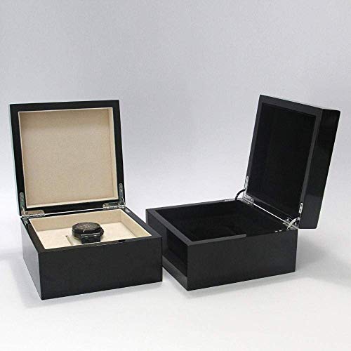 MU Caja de reloj de madera Cajas de joyería Hombre Mujer Regalo Viaje Single Flip Black Retro European Storage Box 18 * 18 * 11Cm