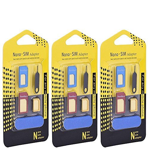 Mudder 3 Juegos Adaptador de Tarjeta SIM, Kit de 5 en 1 Convertidor de Tarjeta SIM Nano Micro Estándar con Carpeta de Tarjeta SIM y Aguja