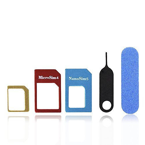 Mudder 3 Juegos Adaptador de Tarjeta SIM, Kit de 5 en 1 Convertidor de Tarjeta SIM Nano Micro Estándar con Carpeta de Tarjeta SIM y Aguja