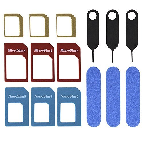 Mudder 3 Juegos Adaptador de Tarjeta SIM, Kit de 5 en 1 Convertidor de Tarjeta SIM Nano Micro Estándar con Carpeta de Tarjeta SIM y Aguja