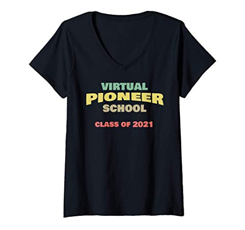 Mujer 2021 Virtual Pioneer School Jehovah's Witnesses JW Gifts Camiseta Cuello V