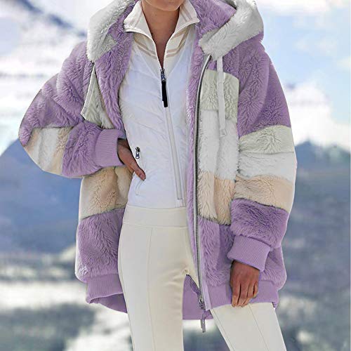 Mujer Abrigo de Forro Polar Invierno Suéter de Algodón Manga Larga Ropa de Abrigo con Capucha Casual Suéter de Las Señoras Del Chaqueta Sherpa Esponjosa Suéter Sudadera Informal Con Bolsillos