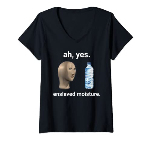Mujer Ah Sí Enslaved Humedad Dank Meme Camiseta Cuello V