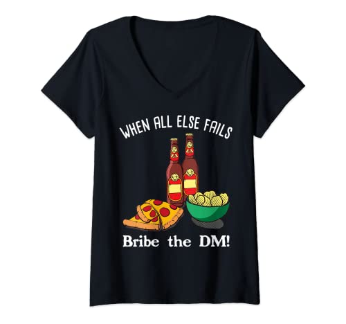 Mujer Bribe The DM RPG Role Play Game Tabletop Gamer Nerd Geek Camiseta Cuello V