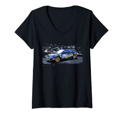 Mujer Campeón de rally de coches de JDM Colin McRae Drifting Camiseta Cuello V