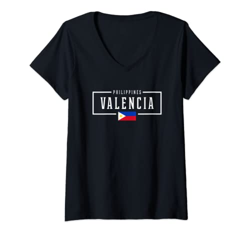 Mujer Ciudad de Valencia Lungsod Siyudad Filipinas Camiseta Cuello V