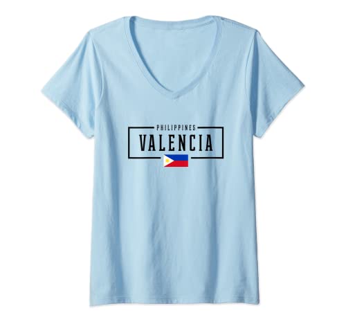 Mujer Ciudad de Valencia Lungsod Siyudad Filipinas Camiseta Cuello V