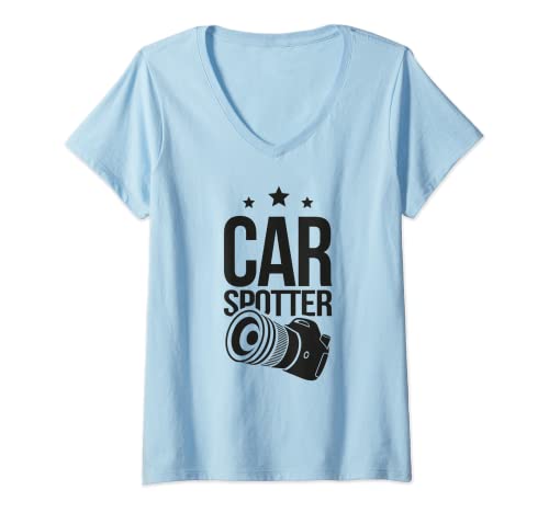 Mujer Deluxe Car Spotter, Carspotter de súper coches Camiseta Camiseta Cuello V
