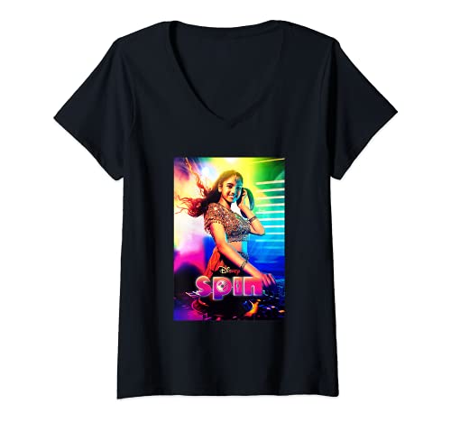 Mujer Disney Channel Spin Rhea Movie Poster Camiseta Cuello V
